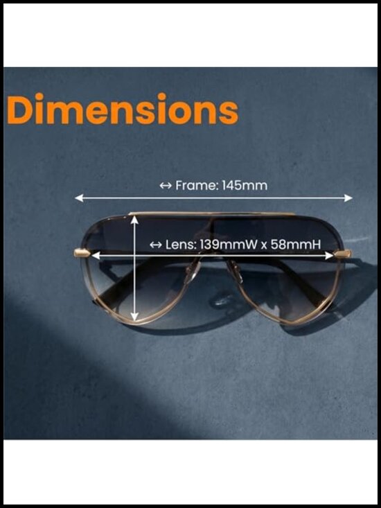 Oversized Shield Sunglasses Women Trendy UV400 Protection Gold Metal Frame